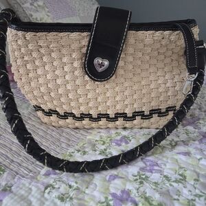 Brighton Black and Tan Woven Shoulder Bag